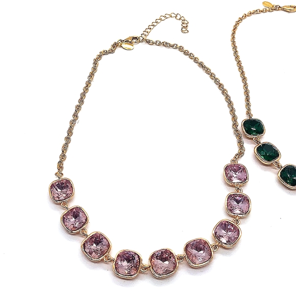 CHICO'S Crystal Gemstone Statement Collar Necklace in Gold - 3 Choices - Picture 4 of 8